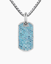 Chevron Tag in 18K White Gold with Paraiba Tourmalines, 27mm